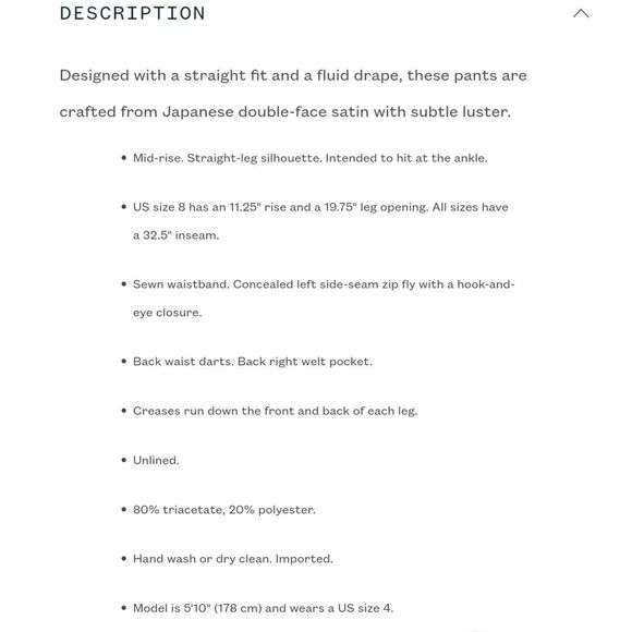 NWT|Polo Ralph Lauren Black Satin Double Face Straight Leg Pant, 2 - Picture 4 of 13